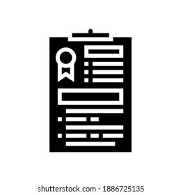 vector de icono de glifo de informe administrativo. signo de informe administrativo. símbolo de contorno aislado ilustración negra