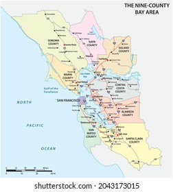 Administrative and road map of the California region San Francisco Bay Area