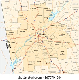 administrative road map of the metropolitan area of atlanta georgia