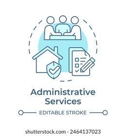 Administrative services soft blue concept icon. Hoa management, financial administration. Round shape line illustration. Abstract idea. Graphic design. Easy to use in infographic, presentation
