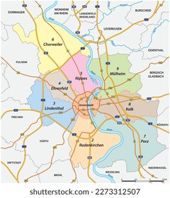 Administrative and street map of the city of Cologne, Germany