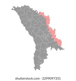 Unidades Territoriales Administrativas de la Orilla Izquierda del Dniester o Transnistri, unidad administrativa de Moldavia mapa. Ilustración vectorial.