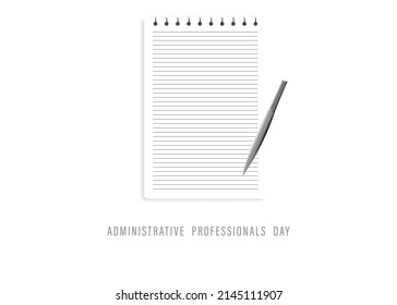 Administrative vector illustration with notebook and pen