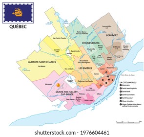 Administrative vector map of the Canadian capital Quebec, Canada