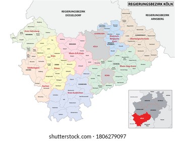 administrative vector map of the Cologne region in German language, North Rhine-Westphalia, Germany