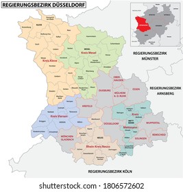 mapa vector administrativo de la región de Dusseldorf en alemán, Renania del Norte-Westfalia, Alemania.jpg