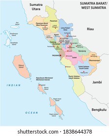 Administrative vector map of the Indonesian province of West Sumatra, Sumatra, Indonesia