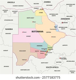 Administrative vector map of the Republic of Botswana