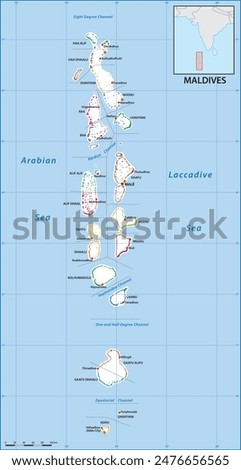 Administrative vector map of the Republic of Maldives