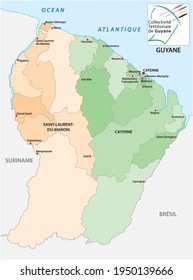 Mapa vectorial administrativo del estado sudamericano de Guyana Francesa 