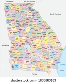 administrative vector map of the US American State of Georgia