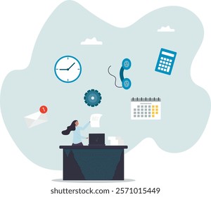 Administrator or assistant occupation, secretary or accountant professional, receptionist work with answer telephone,business concept.flat character.