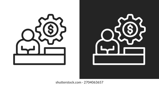 Ícone Do Administrador Na Versão Linear No Plano De Fundo Em Preto E Branco