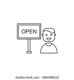Administrator icon opens. An administrator character icon. Vector