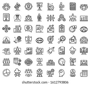 Iconos del administrador de TI establecidos. Conjunto de esquemas de iconos vectoriales del administrador de TI para el diseño web aislados en fondo blanco