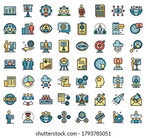 IT administrator icons set. Outline set of IT administrator vector icons thin line color flat on white