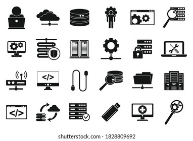 IT administrator icons set. Simple set of IT administrator vector icons for web design on white background