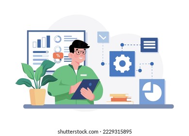 Administrator Illustration concept. A flat illustration isolated on white background