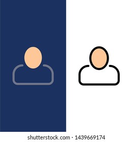 Administrator, Man, User  Icons. Flat and Line Filled Icon Set Vector Blue Background