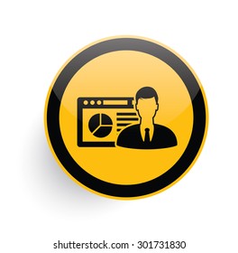 Admin,network icon design on yellow button background,clean vector