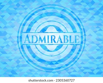 Admirable realistic light blue mosaic emblem. 