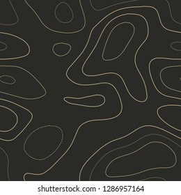 Admirable topographic map. Seamless design. Beauteous tileable isolines pattern, vector illustration.