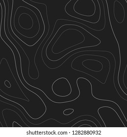 Admirable topography map. Dark seamless design, divine tileable isolines pattern. Vector illustration.