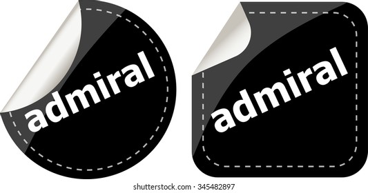 admiral word stickers set, icon button, business concept