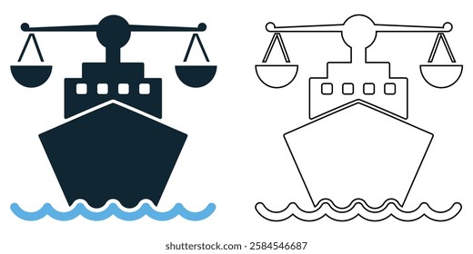 Admiralty maritime law icon vector, legal, nautical, and shipping themes