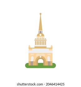 Admiralty, Saint Petersburg. Vector flat illustration.