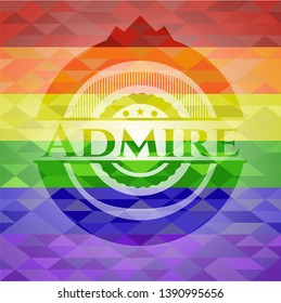 Admire on mosaic background with the colors of the LGBT flag