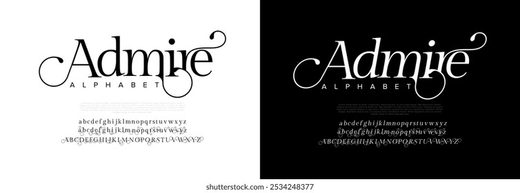 Admire tipografia beleza moda elegante minimalista serif italic fontes decorativo casamento vintage retro logos. Logotipo de fonte de luxo mínimo alfabeto. Ilustração vetorial