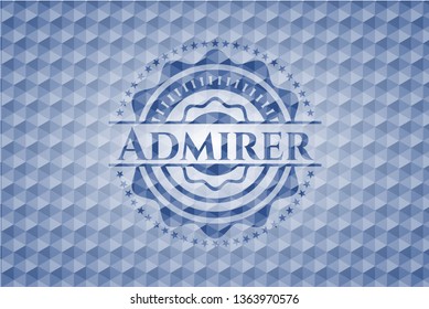 Admirer blue badge with geometric pattern background.