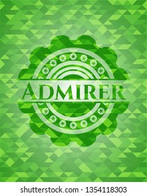 Admirer green emblem with triangle mosaic background