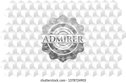 Admirer grey emblem with cube white background