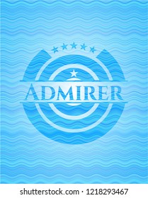 Admirer sky blue water wave style emblem.