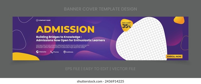 admission banner design template vector. abstract background with image space.