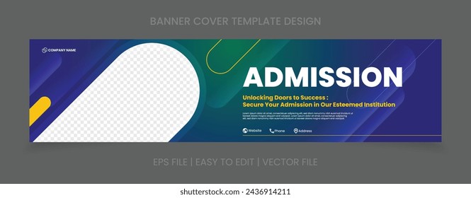 admission banner template design. abstract background gradient color elegant design. best for website social media and more.