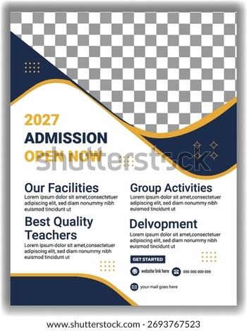 Admission flyer design for educational institutions featuring dates course details and contact information promotional material