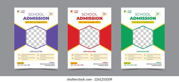 Admission flyer template design for online school kid's education