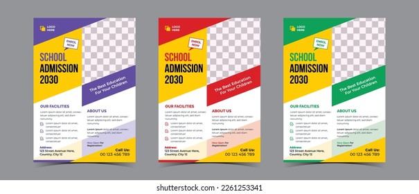 Admission flyer template design for online school kid's education