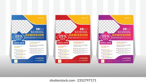 Admission flyer template. Kids back to school education flyer, brochure cover layout School Admission Open Flyer Design Template Vector Education Center poster, Kids Education Flyer Template.