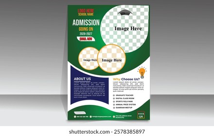 Admission flyer template. Kids back to school education flyer, brochure cover layout School Admission Open Flyer Design Template Vector Education Center poster, Kids Education Flyer Template