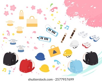 Admission or graduation illustration material set