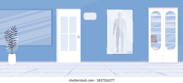 Admission to the hospital. Corridor
 to the medical office. Vector.