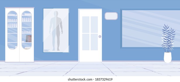 Admission to the hospital. Corridor
 to the medical office. Vector.