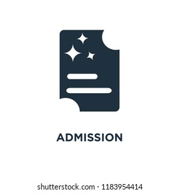 Admission icon. Black filled vector illustration. Admission symbol on white background. Can be used in web and mobile.