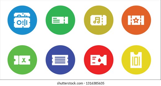 admission icon set. 8 filled admission icons.  Simple modern icons about  - Ticket, Plane ticket
