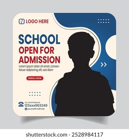 Admission Junior School Social Media Post Design Template