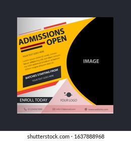 Admission Open Banner Template Design. Vector Illustration